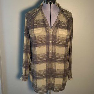 New York & Company • Green & Black Plaid Blouse